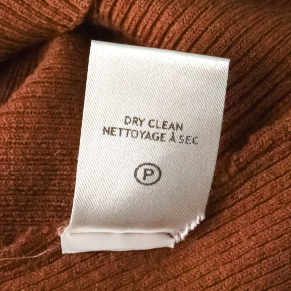 ALC Size Medum M Desi Brown Ribbed Turtleneck Button Merino Wool Sweater - Picture 7 of 8